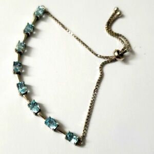 Sterling Silver 925 Topaz Bolo Tie Bracelet